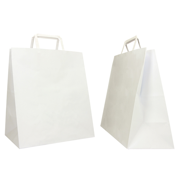 Shopper Flat Large - carta kraft - 28 x 17 x 32 cm - bianco - Mainetti Bags - scatola 250 pezzi