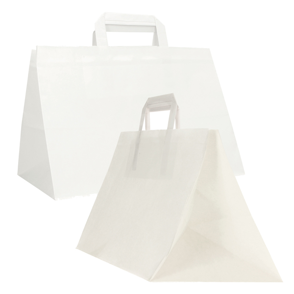 Shopper Flat XLarge - carta kraft - 32 x 22 x 24 cm - bianco - Mainetti Bags - scatola 200 pezzi