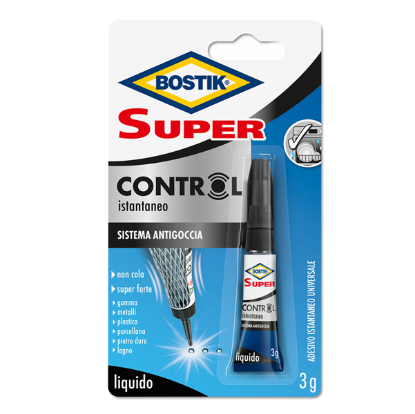 Colla istantanea universale Super Control - 3 gr - trasparente - Bostik