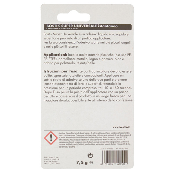 Colla istantanea universale Super - 7,5 gr - trasparente - Bostik