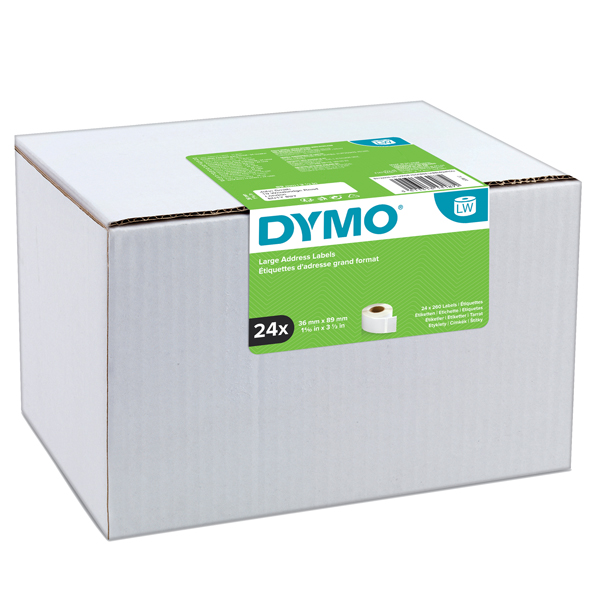 Rotolo etichette indirizzi estesi - 36 x 89 mm - bianco - 260 etichette / rotolo - Dymo LW - value pack 24 pezzi