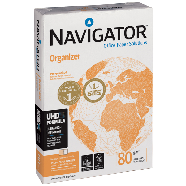 Carta Organizer - 4 fori - A4 - 80 gr - Navigator - conf. 500 fogli