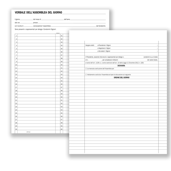Registro verbali assemblee condominiali - 80 pagine - 31 x 24,5 cm - DU136400000 - Data Ufficio