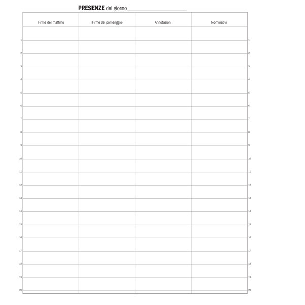Registro firma presenza - 49 pag - 31 x 24,5 cm - DU1338100000 - Data Ufficio