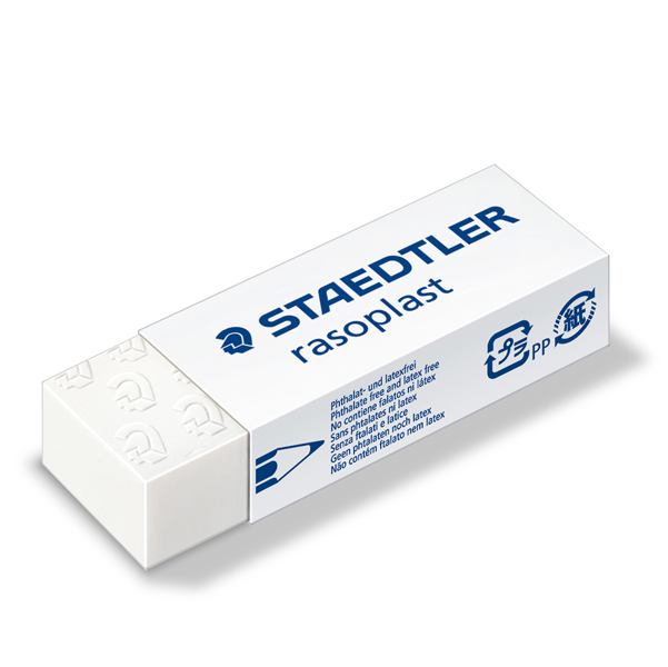 Gomma Rasoplast - 63 x 13 x 23 mm - bianco per matita - Staedtler - box 20 pezzi