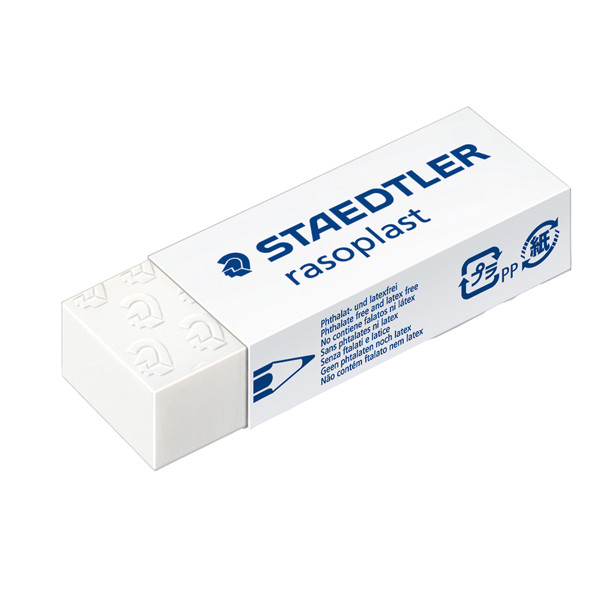 Gomma Rasoplast - 63 x 13 x 23 mm - bianco per matita - Staedtler - box 20 pezzi