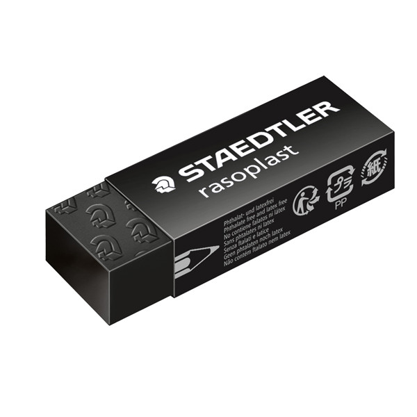 Gomma Rasoplast - 63 x 13 x 23 mm - nero per matita - Staedtler - box 20 pezzi