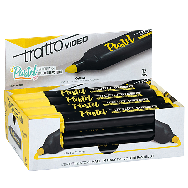 Evidenziatore Tratto Video pastel - punta a scalpello - tratto da 1,0mm-5,0mm - giallo limone - Tratto