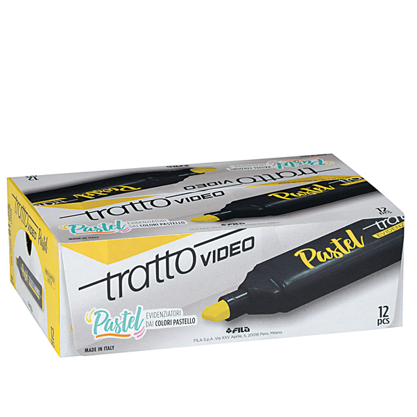 Evidenziatore Tratto Video pastel - punta a scalpello - tratto da 1,0mm-5,0mm - giallo limone - Tratto
