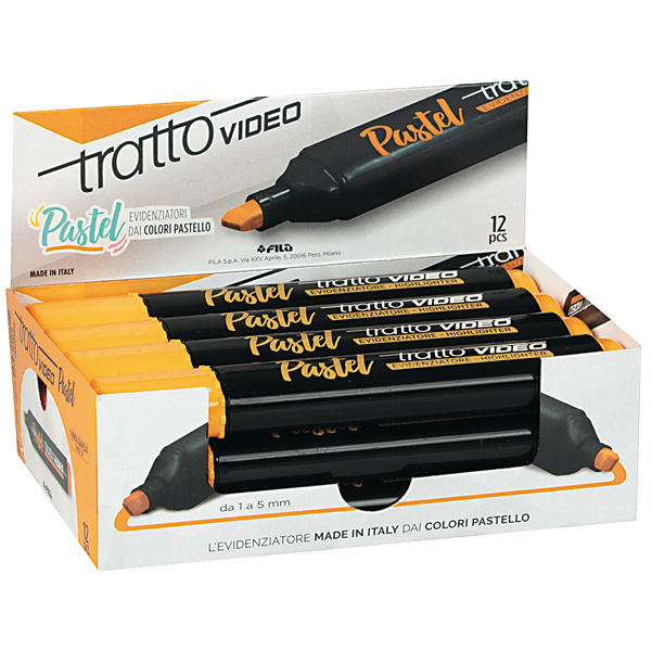 Evidenziatore Tratto Video pastel - punta a scalpello - tratto da 1,0mm-5,0mm - arancione mandarino - Tratto