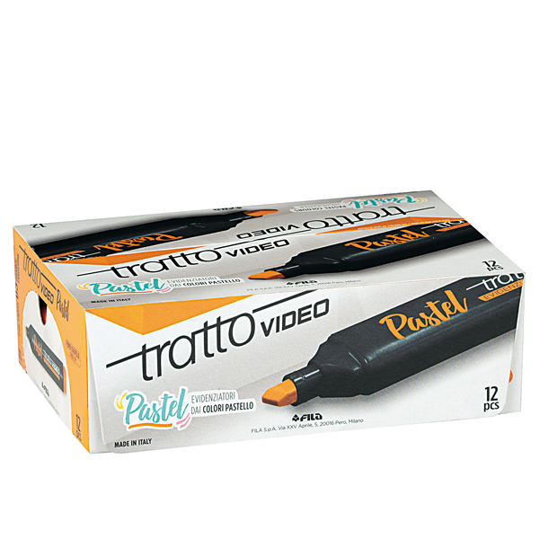 Evidenziatore Tratto Video pastel - punta a scalpello - tratto da 1,0mm-5,0mm - arancione mandarino - Tratto