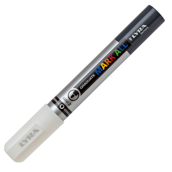Marcatore a base d'acqua Graduate Mark All - punta tonda 2mm - bianco - Lyra