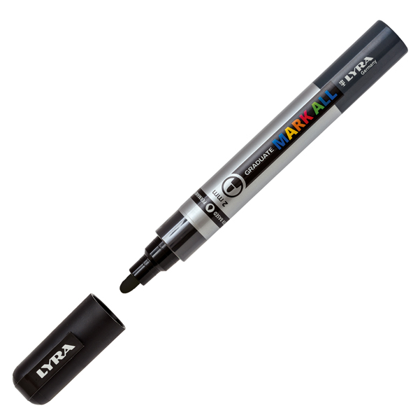 Marcatore a base d'acqua Graduate Mark All - punta tonda 2mm - nero - Lyra