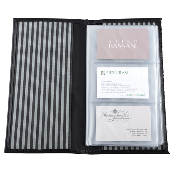 Portabiglietti da visita Professional - similpelle - nero - 12,5x23,5 cm - City Time