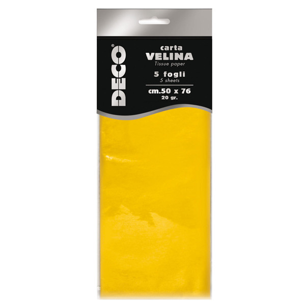 Carta velina - 50 x 76 cm - 20 gr - giallo - Deco - busta 5 fogli