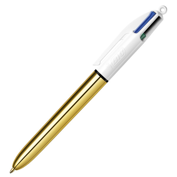 Penna a sfera scatto multifunzione 4 Colours Shine - punta 1,0 mm - fusto oro - Bic &ndash; conf. 12 pezzi