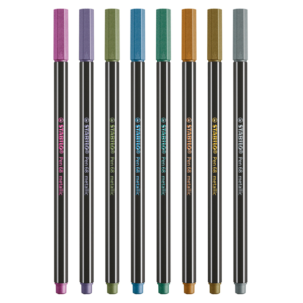 Pennarelli Pen 68 - colori assortiti metallic - Stabilo - scatola in metallo 8 pezzi