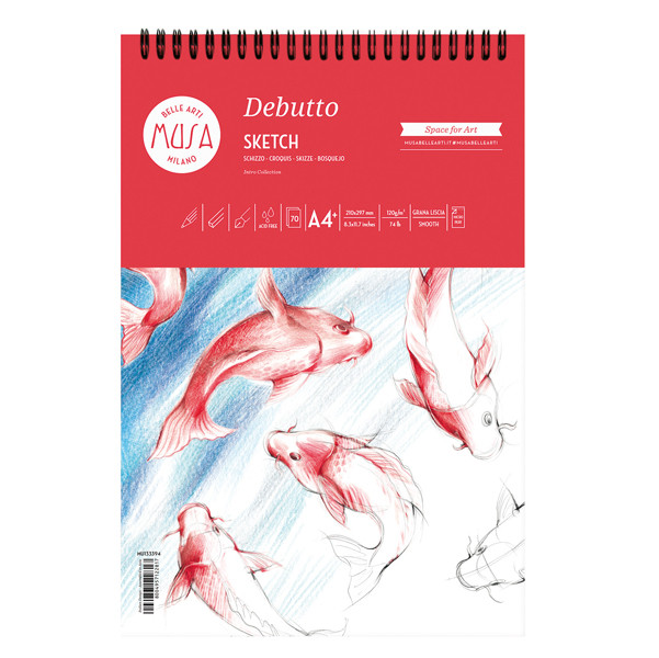 Blocco schizzi Debutto - A4 - 120 gr - 70 fogli - bianco - MUSA