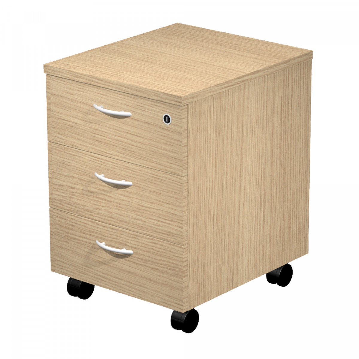 Cassettiera Easy - 3 cassetti - con ruote - 41,8 x 52 x 59,5 cm - rovere