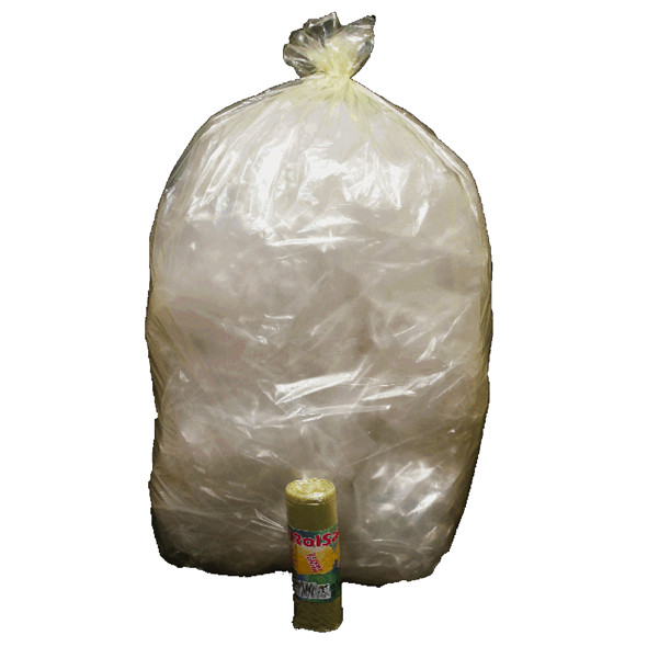 Sacchi - 70 x 110 cm - 110 L - 22 micron - MDPE/HDPE - giallo trasparente - Rolsac - conf. 10 pezzi