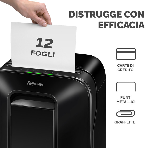 Distruggidocumenti LX-201 - a microframmenti - nero - Fellowes