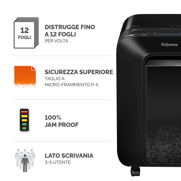 Distruggidocumenti LX-201 - a microframmenti - nero - Fellowes