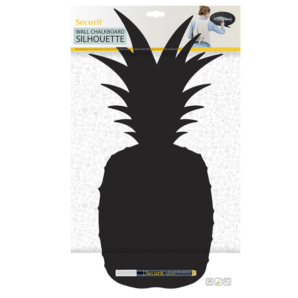 Lavagna da parete Silhouette - forma ananas - 49,3 x 23,6 cm - nero - Securit