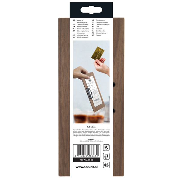 Portaconto - con fermaglio - 24 x 10 cm - legno - Securit