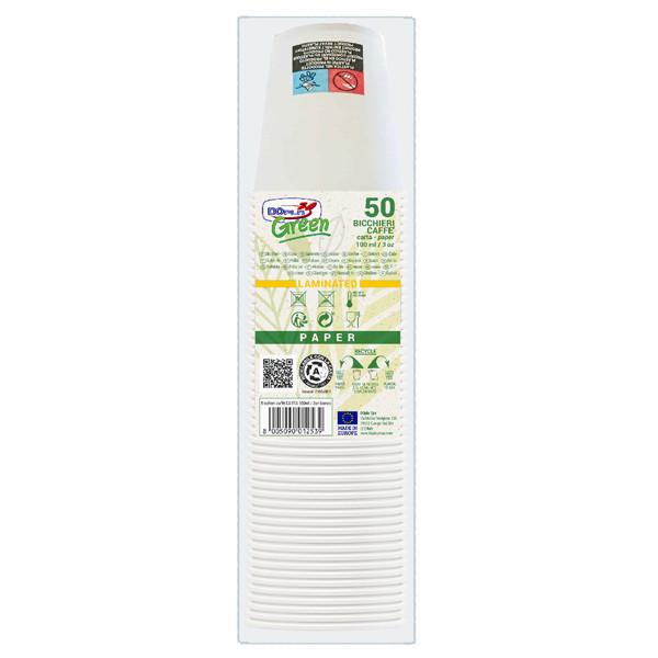 Bicchieri in carta - 100 ml - con marcatura S.U.P - Dopla - conf. 50 pezzi
