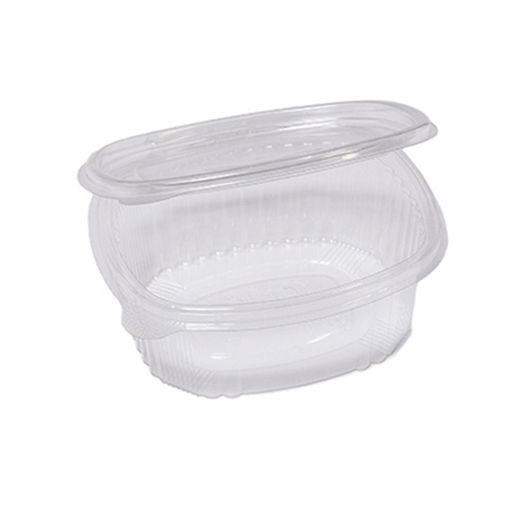Contenitori ovali in PET - con coperchio incernierato - 14 x 11,9 x 5 cm - Cuki Professional - pack 50 pezzi