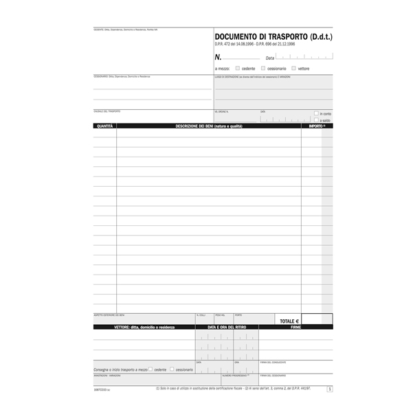 Blocco DDT - 33/33/33 copie autoric. - 29,7 x 21,5 cm - DU1687CD330 - Data Ufficio