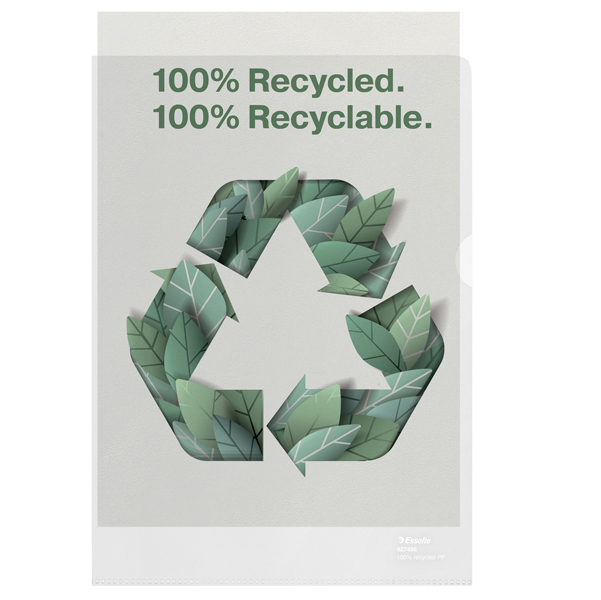 Buste a L De Luxe riciclate 100 - antiriflesso - f.to 22 x 30 cm - Esselte - conf. 100 pezzi