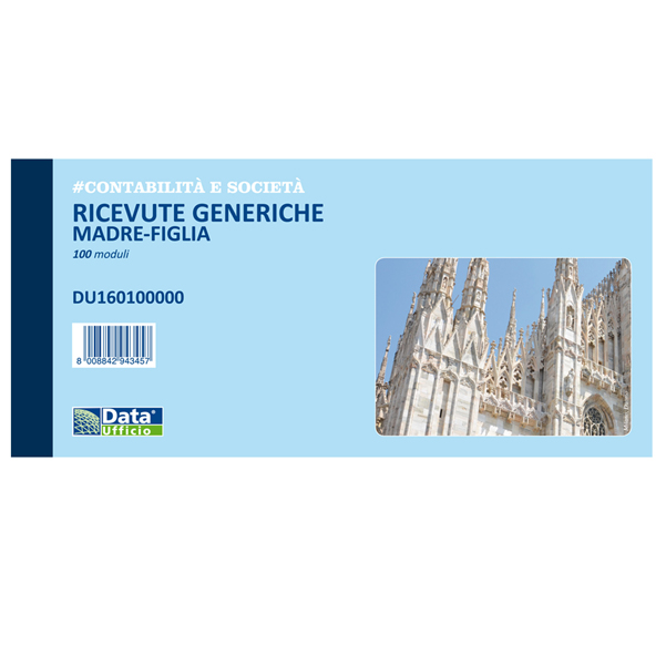 Blocco ricevute generiche madre figlia - 100 pagine - 10 x 21,5 cm - DU160100000 - Data Ufficio