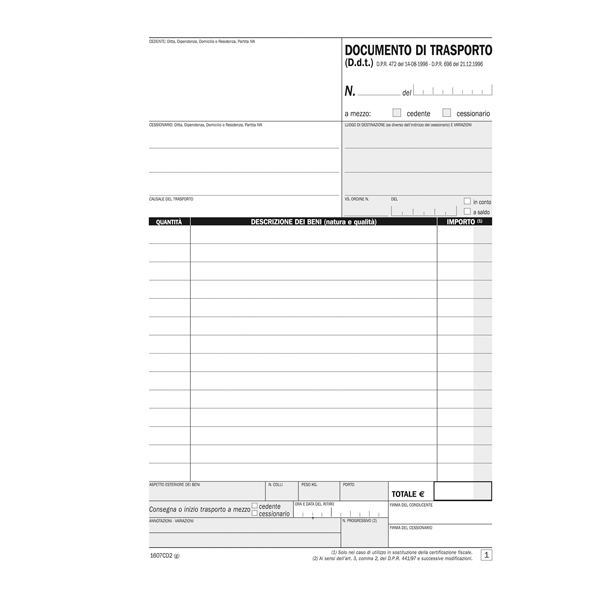 Blocco DDT - 50/50 copie autoric. - 21,5 x 14,8 cm - DU1607CD200 - Data Ufficio