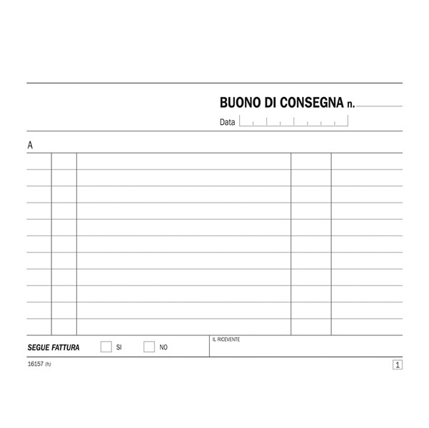 Blocco buoni di consegna - 50/50 copie autoric. - 11,5 x 16,5 cm - DU161570000 - Data Ufficio