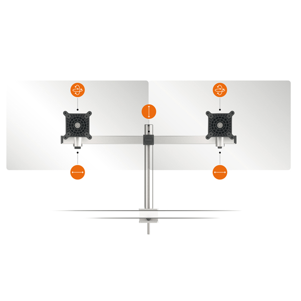 Braccio portamonitor PRO estensibile - 5085-23 - per 2 monitor - Durable