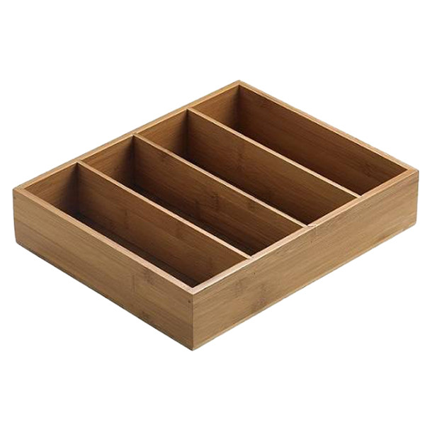 Portabustine / portaposate - in bamboo - 29 x 27,5 x 6 cm - colore naturale - Leone