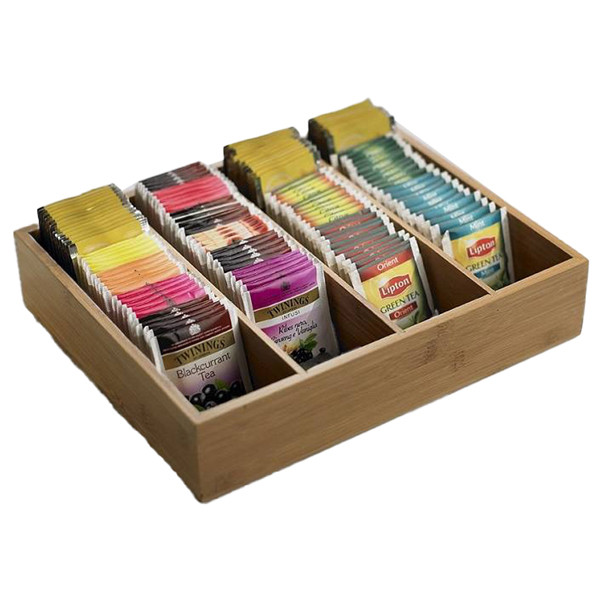 Portabustine / portaposate - in bamboo - 29 x 27,5 x 6 cm - colore naturale - Leone