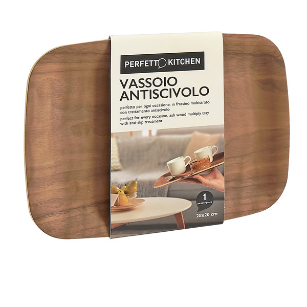Vassoio antiscivolo - in legno frassino - 28 x 20 cm - Perfetto