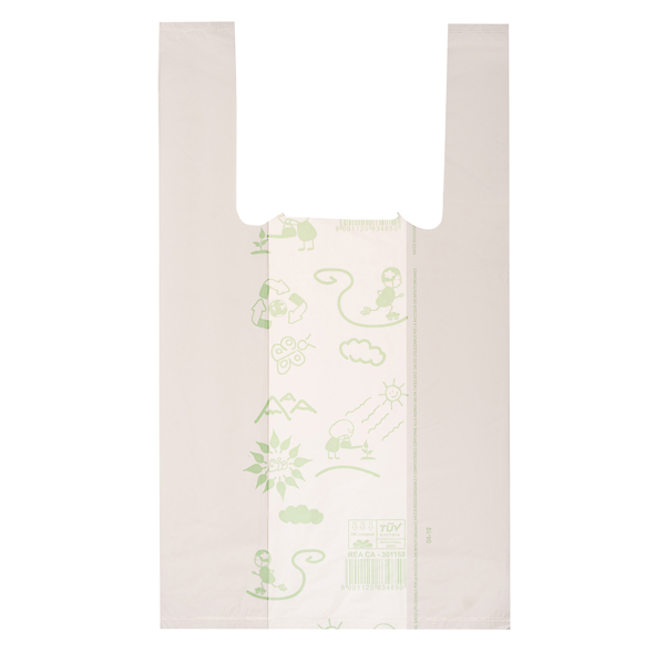 Shoppers Mini - 22x40 cm - mater-bi - bianco - scatola 500 pezzi