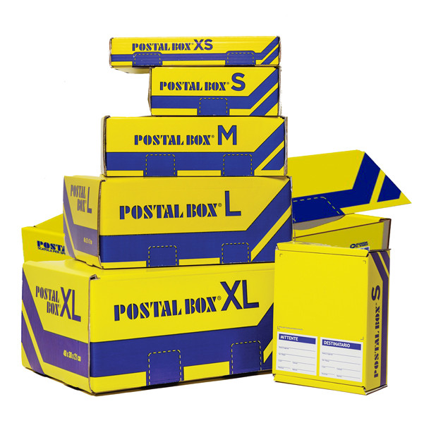 Scatola spedizioni Postal Box - M - 36 x 24 x 12 cm - giallo/blu - Blasetti