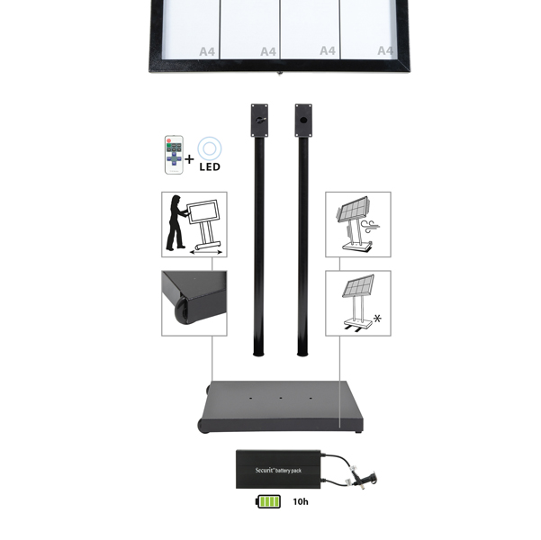 Base per espositore per esterni a LED 8 x A4 - Securit