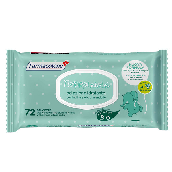 Salviette idratanti Natural Beb&eacute; - Farmacotone - busta da 72 pezzi