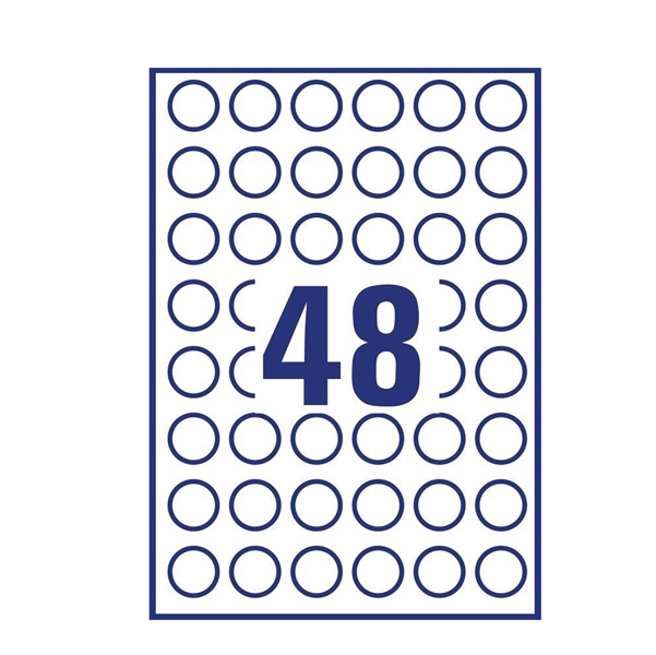 Etichette adesive L4850 - carta bianca - rimovibile - adatta per stampati laser/inkjet - D 25 mm - 48 etichette per foglio - Avery - conf. 25 fogli A4