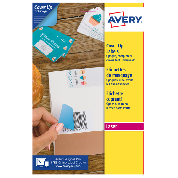 Etichette coprenti BlockOut - 25 fogli A4 (2 et/fg) - 199,6 x 143,5 mm - bianco - laser - Avery