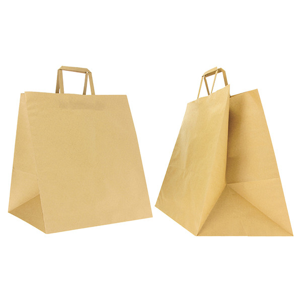 Shoppers Flat Maxi - maniglie piattina - 36 x 32 x 36 cm - carta kraft - avana - Mainetti Bags - conf. 150 pezzi