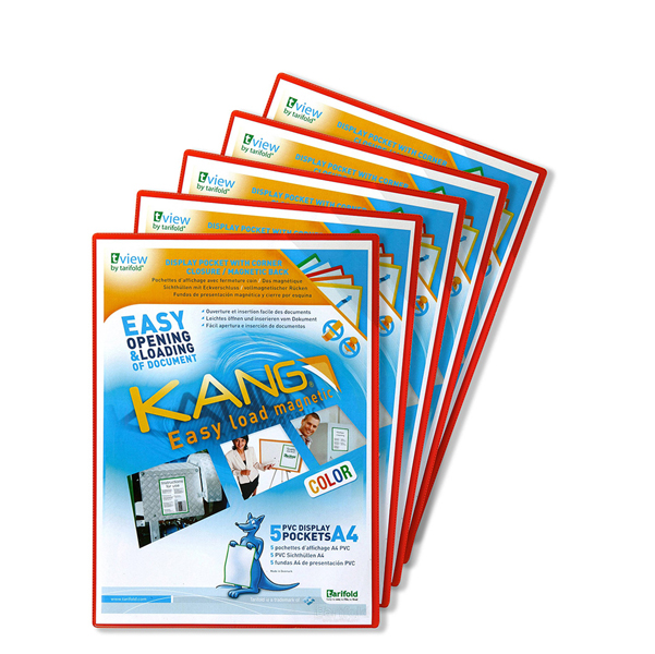 Tasca a L con retro magnetico - A4 - rosso - Tarifold - conf. 5 pezzi