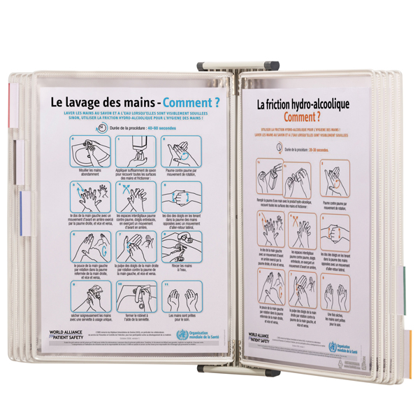 Leggio antibatterico da muro + 10 buste - A4 - bianco - Tarifold