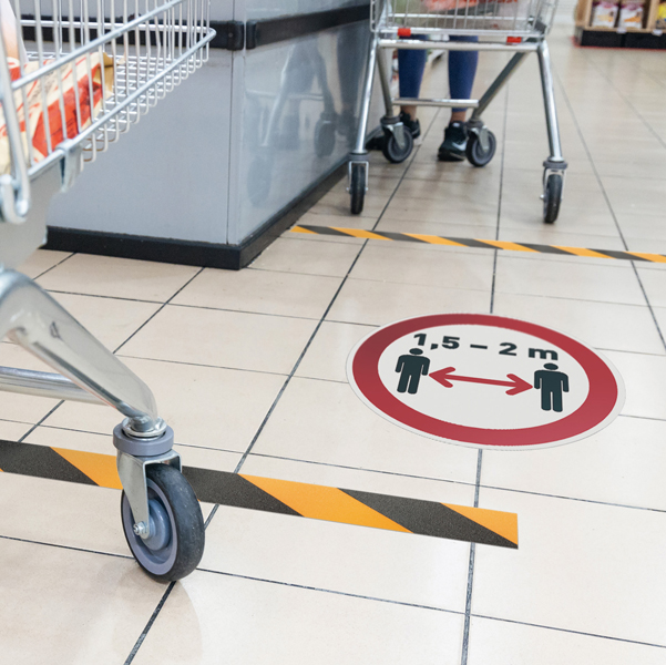 Pittogramma da pavimento rimovibile ''Mantenere la distanza di sicurezza'' - D 43 cm - Durable
