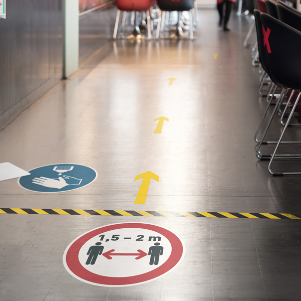 Pittogramma da pavimento rimovibile ''Mantenere la distanza di sicurezza'' - D 43 cm - Durable